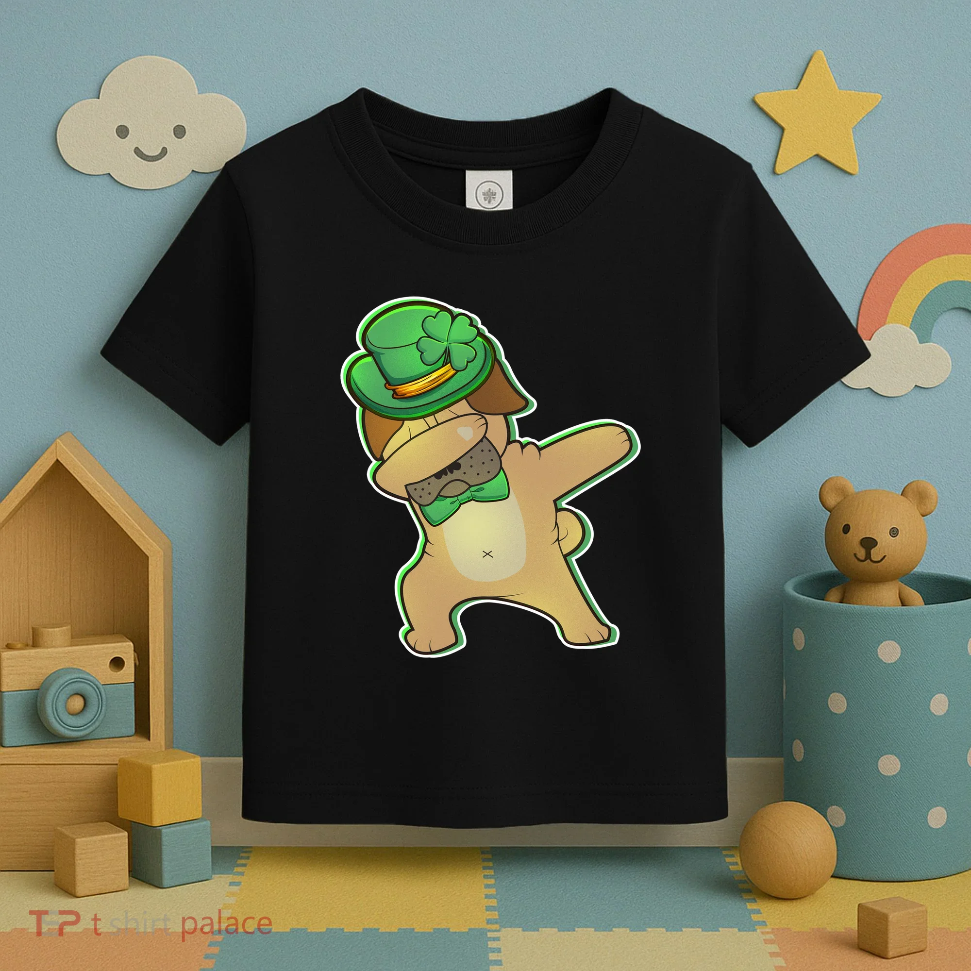 St. Patrick's Day Dabbing Pug Toddler T-Shirt