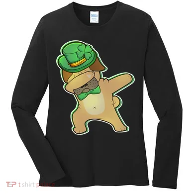 St. Patrick's Day Dabbing Pug Women's Long Sleeve Shirt