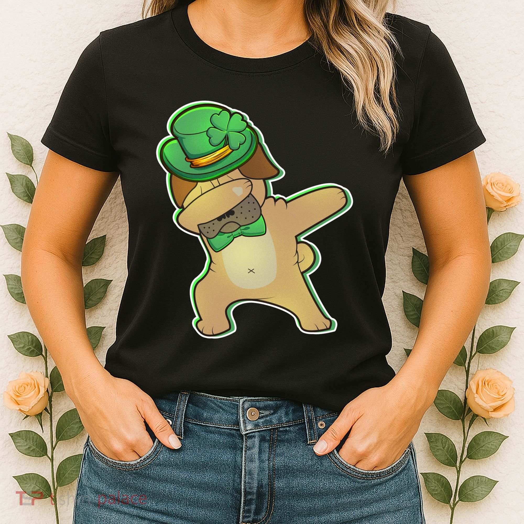 St. Patrick's Day Dabbing Pug Women's T-Shirt