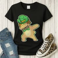 St. Patrick's Day Dabbing Pug Women's T-Shirt thumb 3