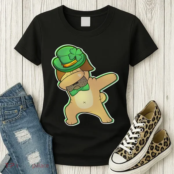 St. Patrick's Day Dabbing Pug Women's T-Shirt