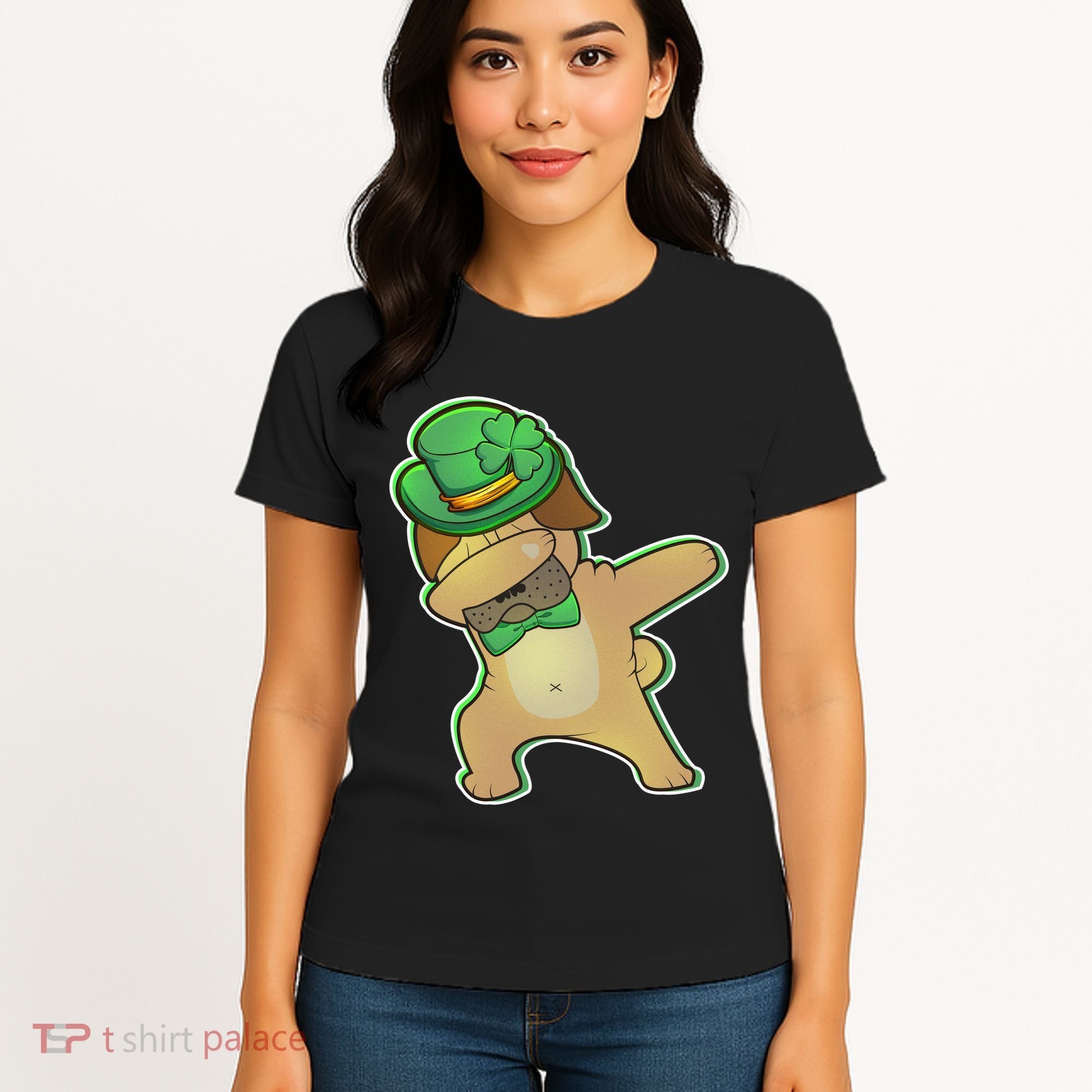St. Patrick's Day Dabbing Pug Women's T-Shirt