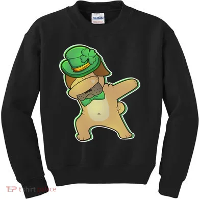St. Patrick's Day Dabbing Pug Kids Sweatshirt