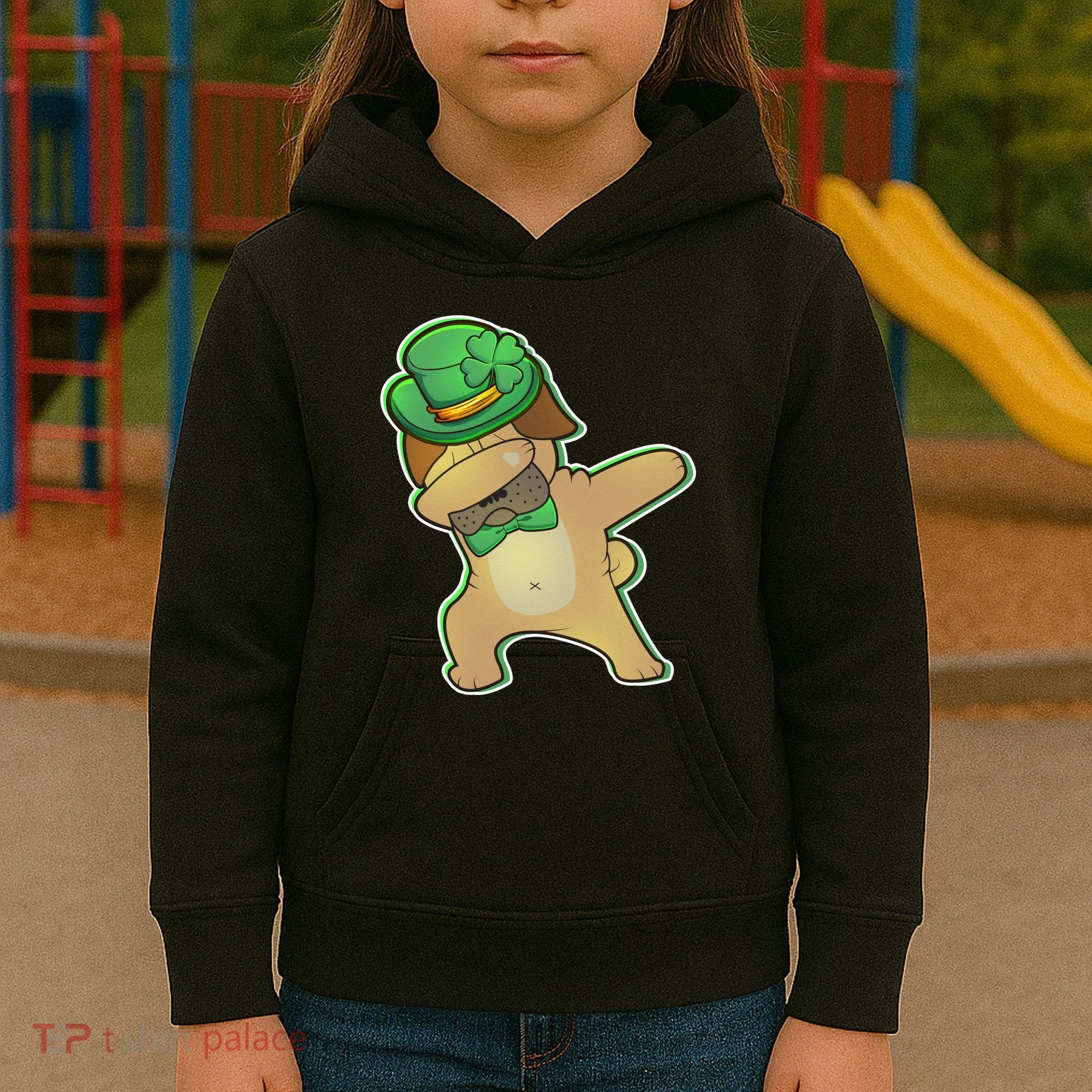 St. Patrick's Day Dabbing Pug Kids Hoodie