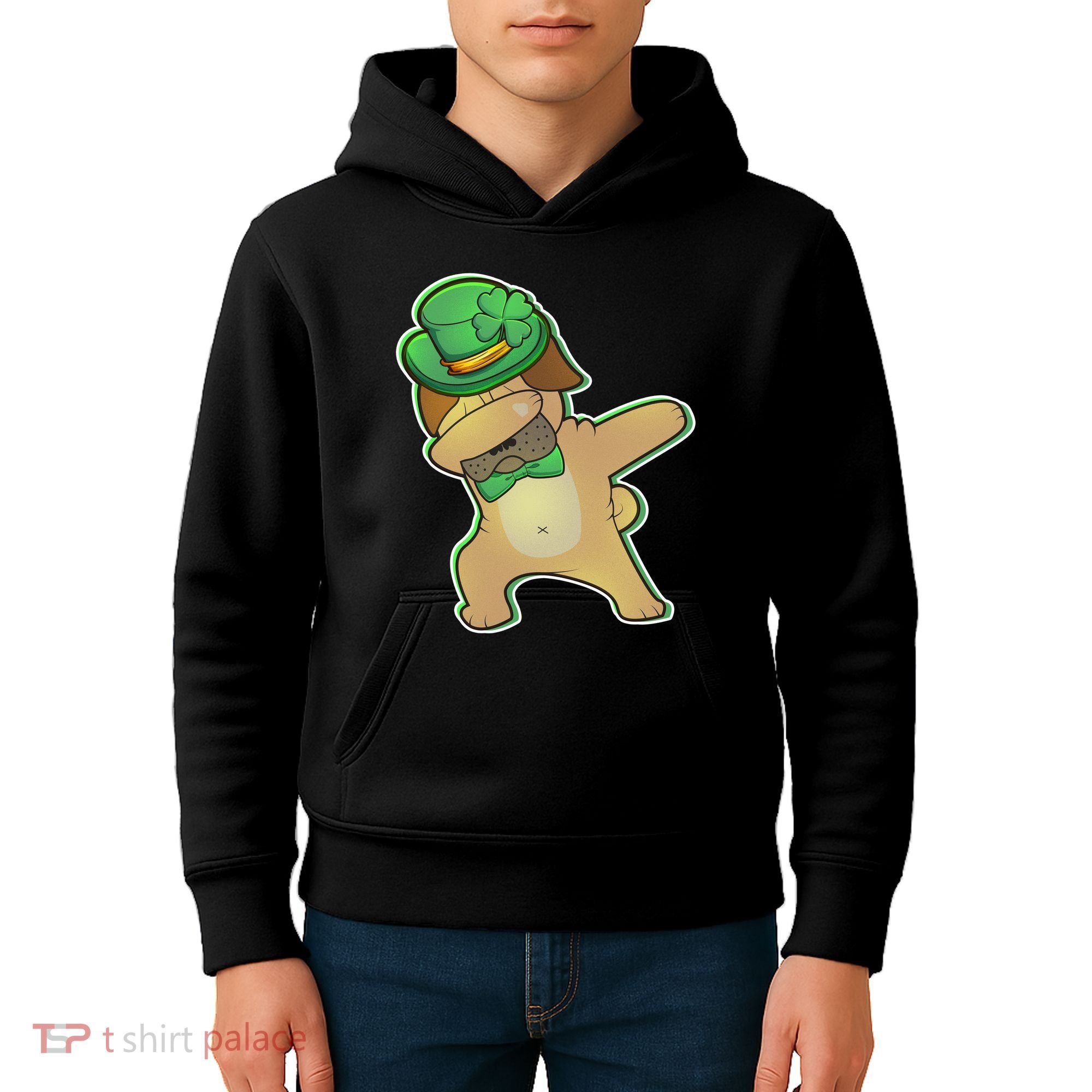 St. Patrick's Day Dabbing Pug Kids Hoodie
