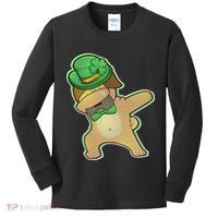 St. Patrick's Day Dabbing Pug Kids Long Sleeve Shirt thumb 0