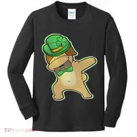 St. Patrick's Day Dabbing Pug Kids Long Sleeve Shirt thumb 0
