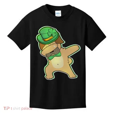 St. Patrick's Day Dabbing Pug Kids T-Shirt