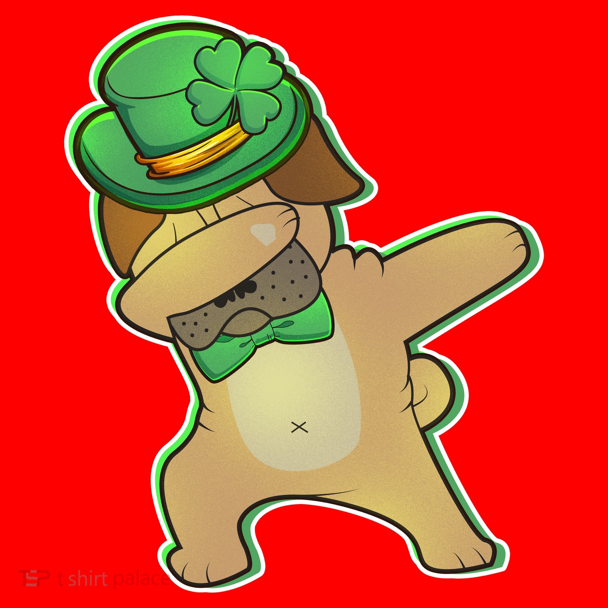 St. Patrick's Day Dabbing Pug Santa Hat
