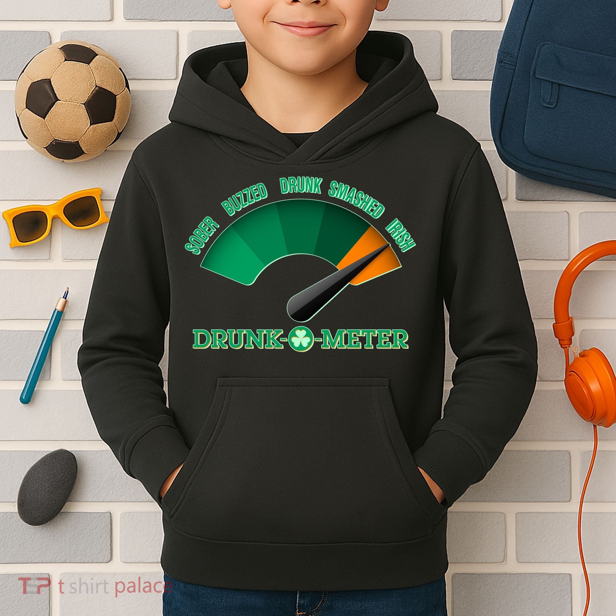 St. Patrick's Day Drunk O Meter Kids Hoodie