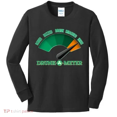 St. Patrick's Day Drunk O Meter Kids Long Sleeve Shirt