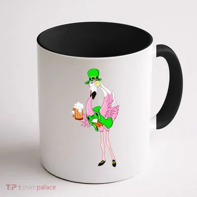 St. Patrick's Day Flamingo Coffee Mug back