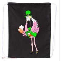 St. Patrick's Day Flamingo Drawstring Bag thumb 0