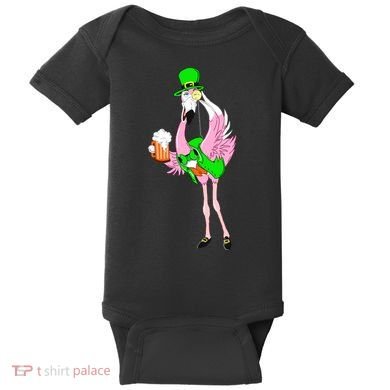 St. Patrick's Day Flamingo Baby Bodysuit