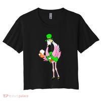 St. Patrick's Day Flamingo Women's Crop Top Tee thumb 0