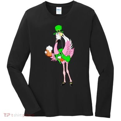 St. Patrick's Day Flamingo Women's Long Sleeve Shirt