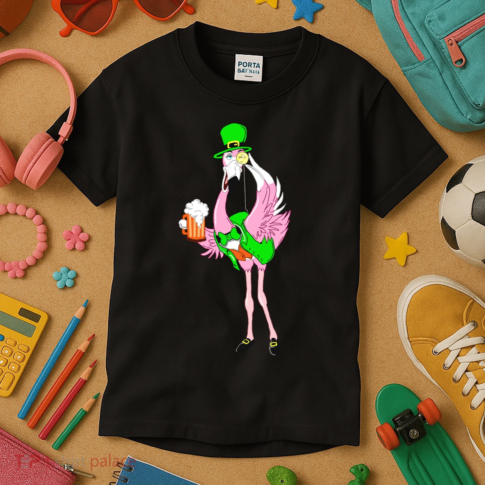 St. Patrick's Day Flamingo Kids T-Shirt