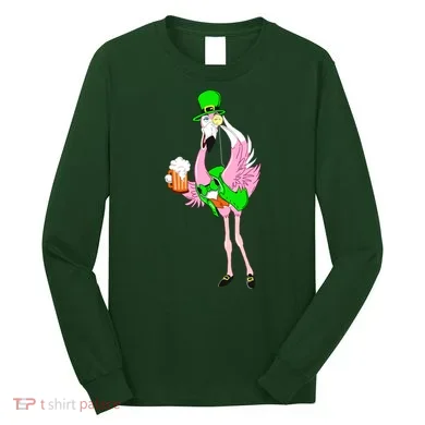 St. Patrick's Day Flamingo Long Sleeve Shirt