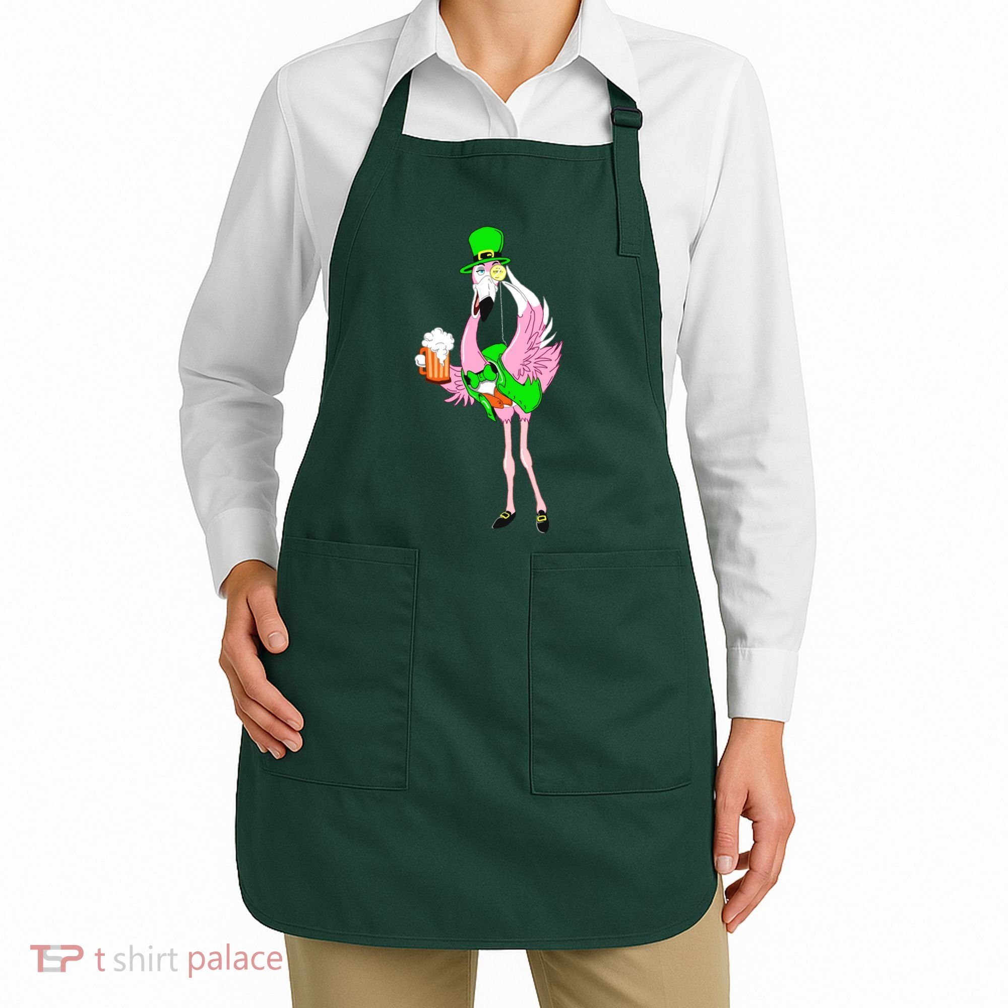 St. Patrick's Day Flamingo Apron