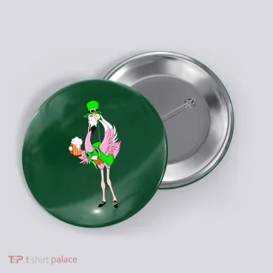 St. Patrick's Day Flamingo Button
