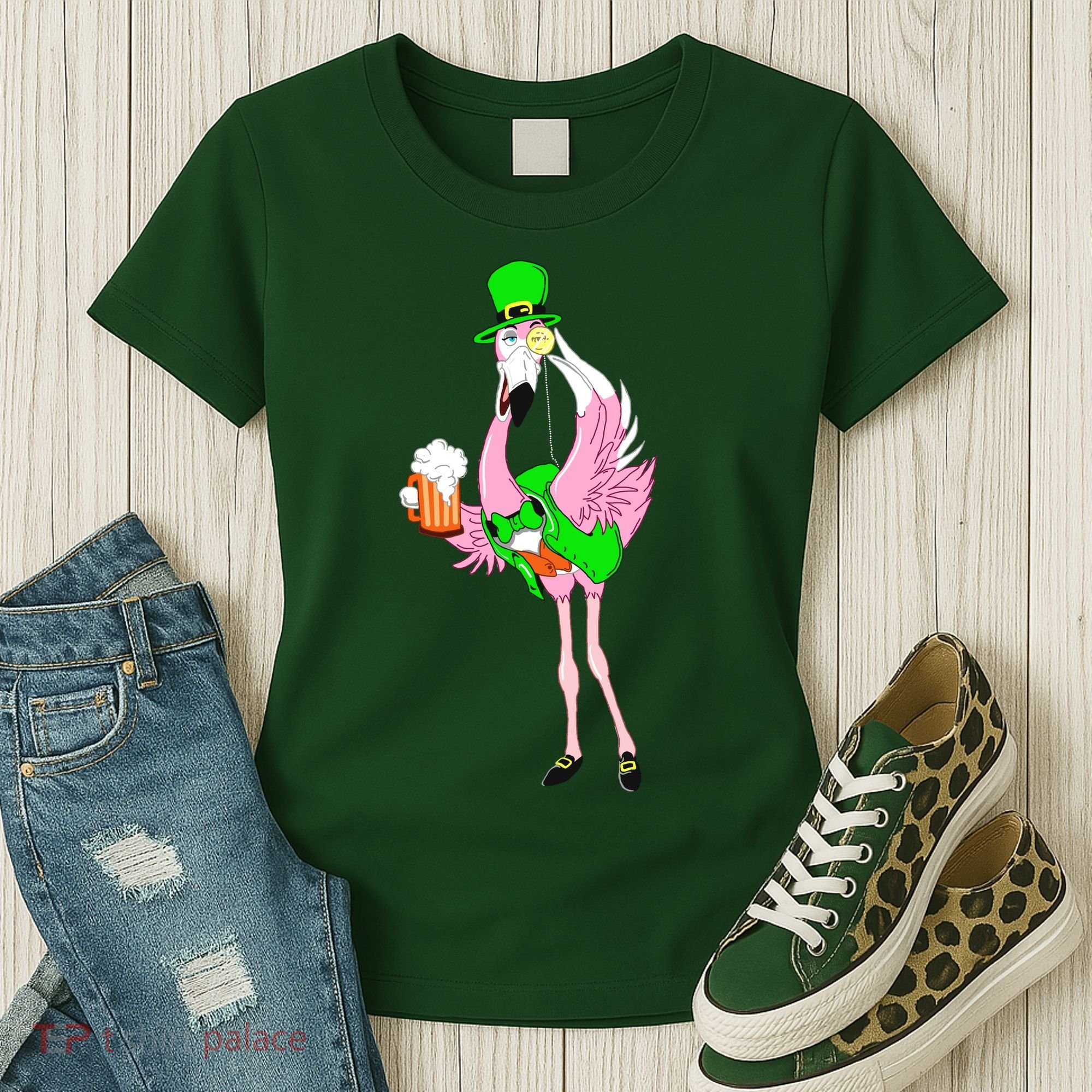 St. Patrick's Day Flamingo Women's T-Shirt