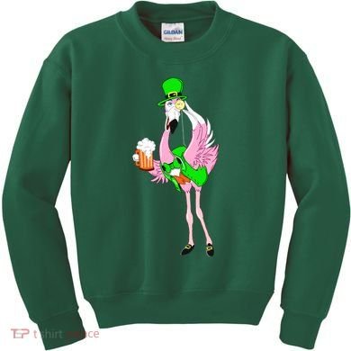 St. Patrick's Day Flamingo Kids Sweatshirt