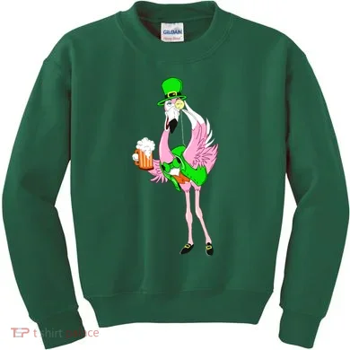 St. Patrick's Day Flamingo Kids Sweatshirt