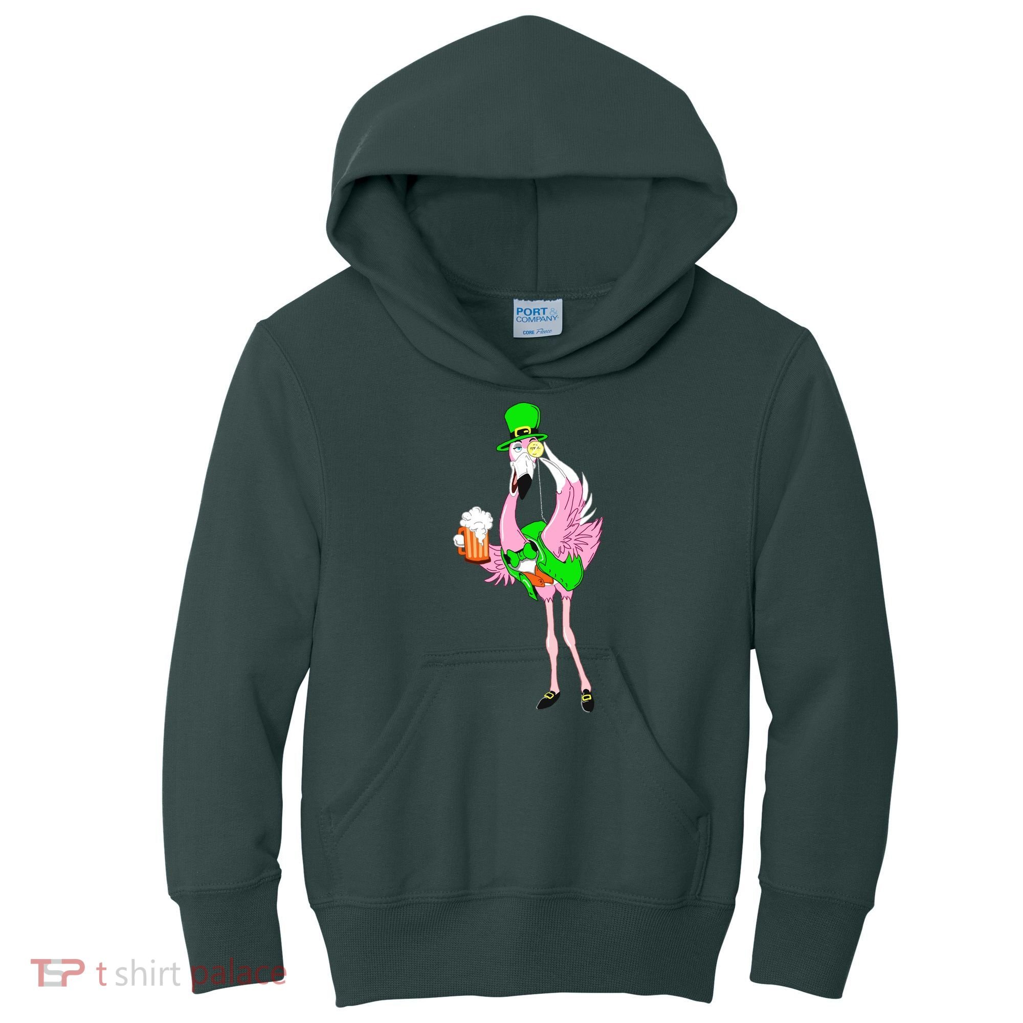 St. Patrick's Day Flamingo Kids Hoodie