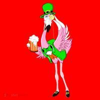 St. Patrick's Day Flamingo Santa Hat thumb 1