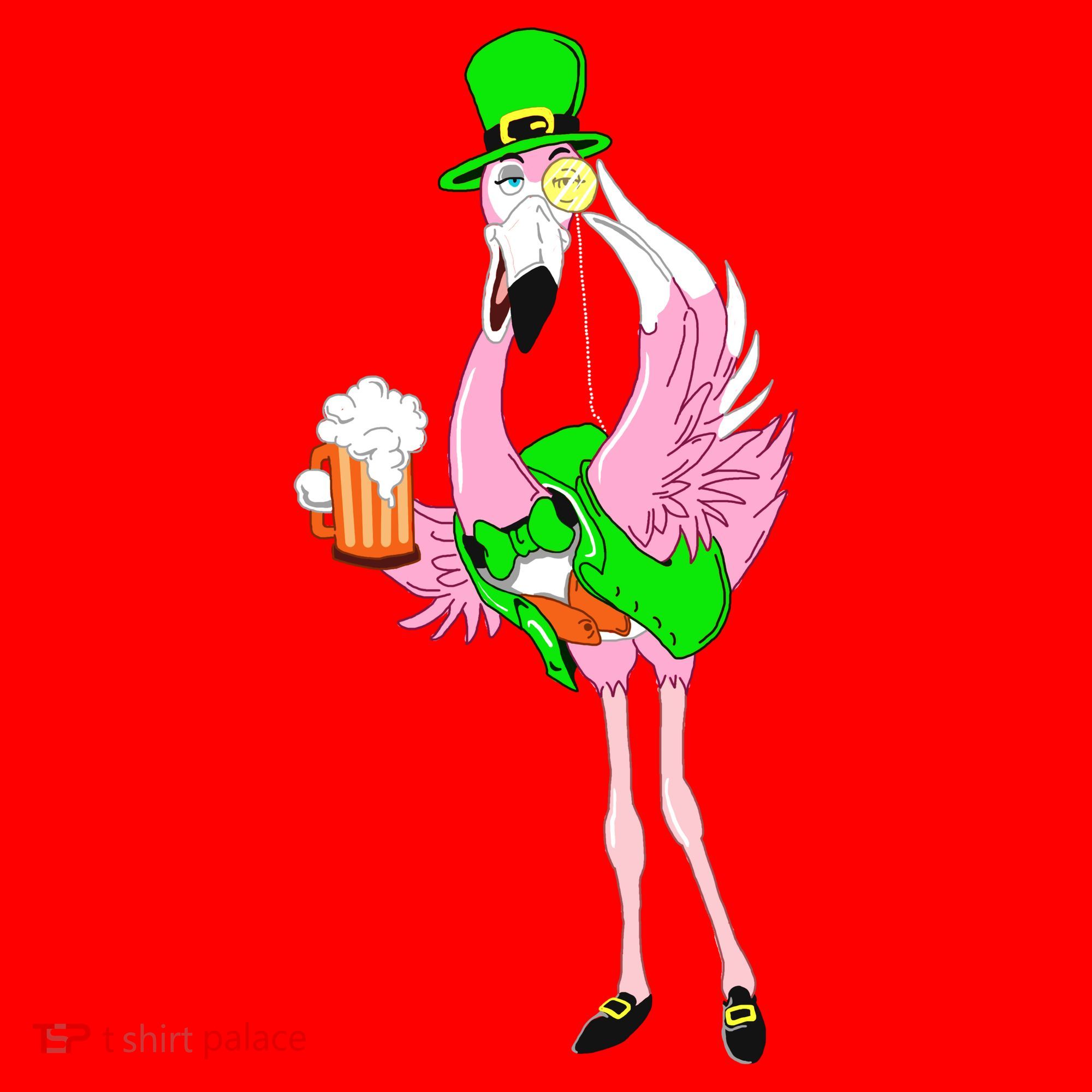 St. Patrick's Day Flamingo Santa Hat