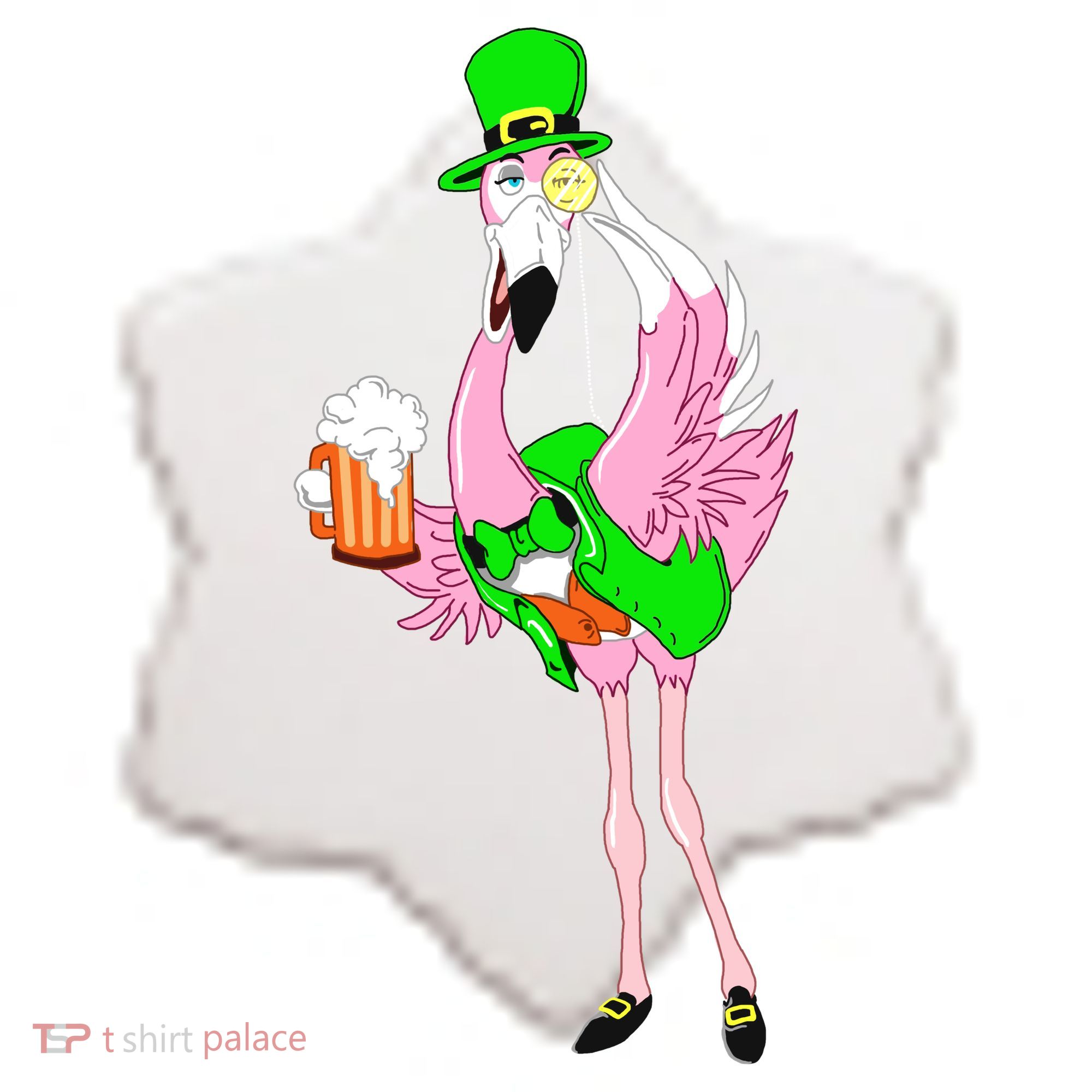 St. Patrick's Day Flamingo Ceramic Ornament