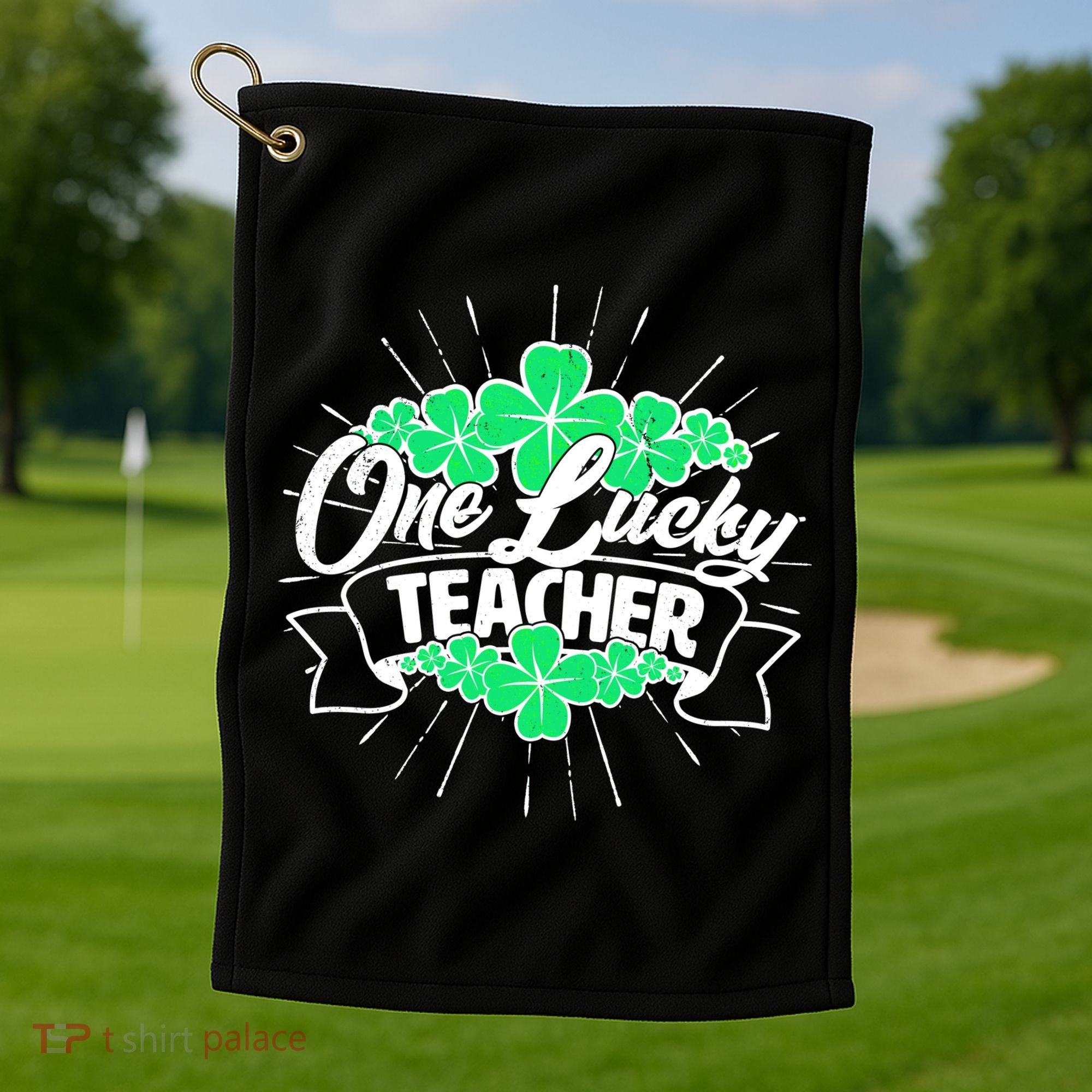 St. Patrick's Day One Lucky Teacher Golf Towel
