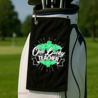 St. Patrick's Day One Lucky Teacher Golf Towel thumb 2