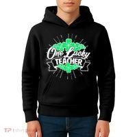 St. Patrick's Day One Lucky Teacher Kids Hoodie thumb 4