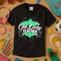 St. Patrick's Day One Lucky Teacher Kids T-Shirt thumb 3
