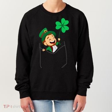 St. Patrick's Day Pocket Leprechaun Clover Women's Sweatshirt