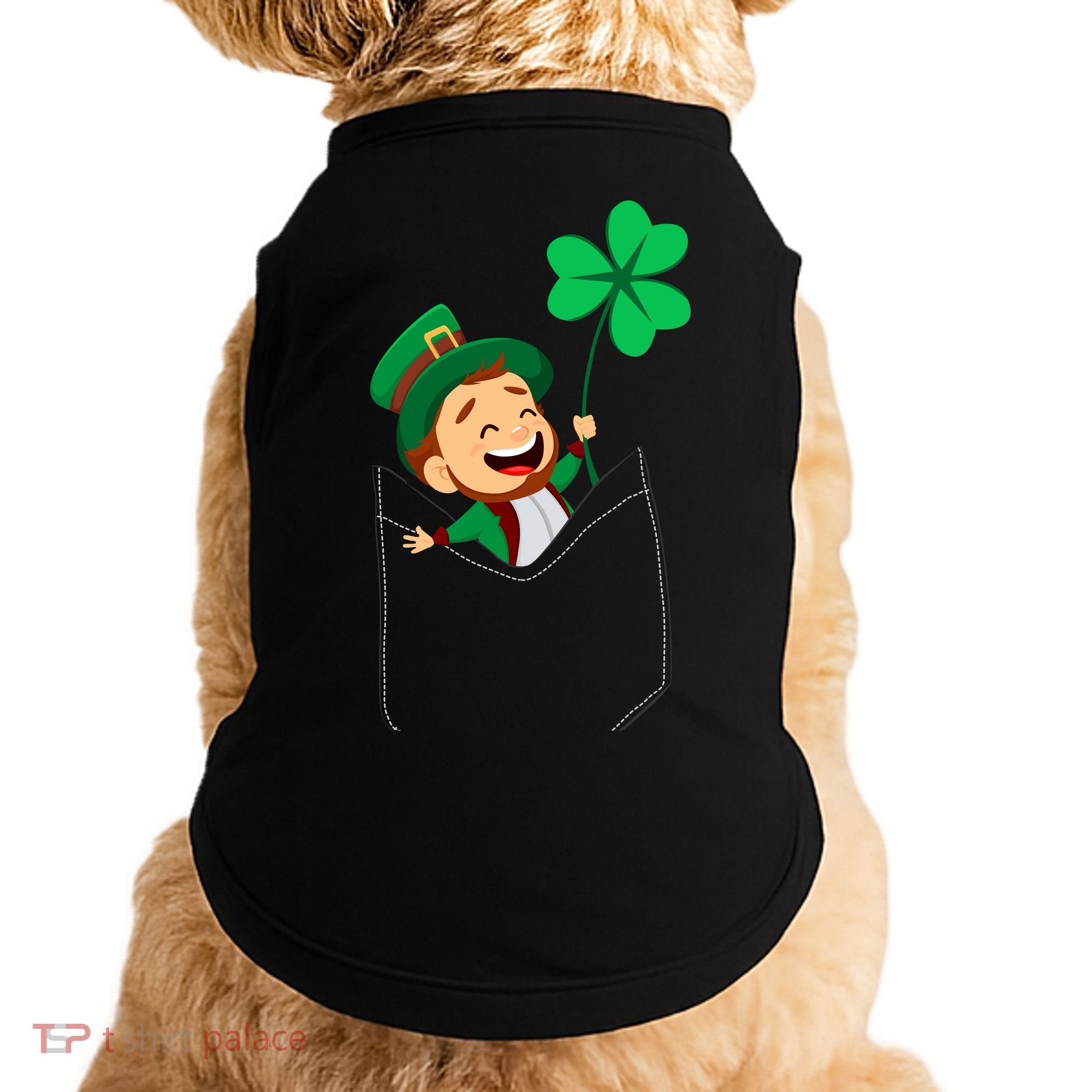 St. Patrick's Day Pocket Leprechaun Clover Doggie Tank