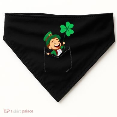 St. Patrick's Day Pocket Leprechaun Clover USA-Made Doggie Bandana