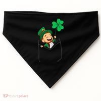 St. Patrick's Day Pocket Leprechaun Clover USA-Made Doggie Bandana thumb 0