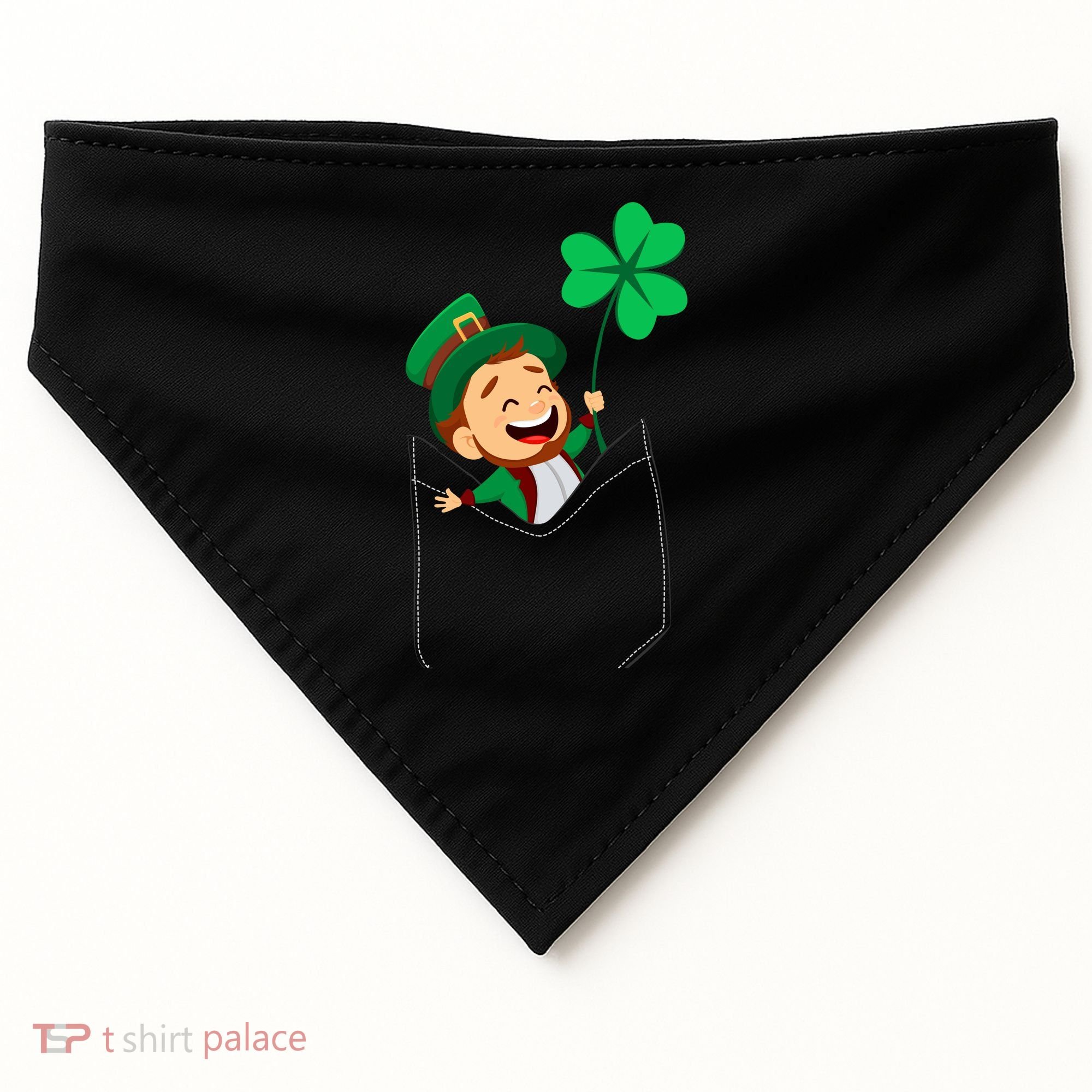 St. Patrick's Day Pocket Leprechaun Clover USA-Made Doggie Bandana