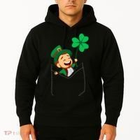 St. Patrick's Day Pocket Leprechaun Clover Hoodie thumb 2