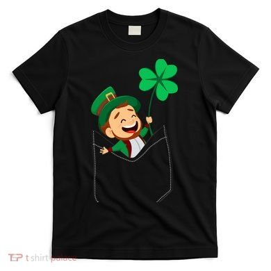 St. Patrick's Day Pocket Leprechaun Clover T-Shirt