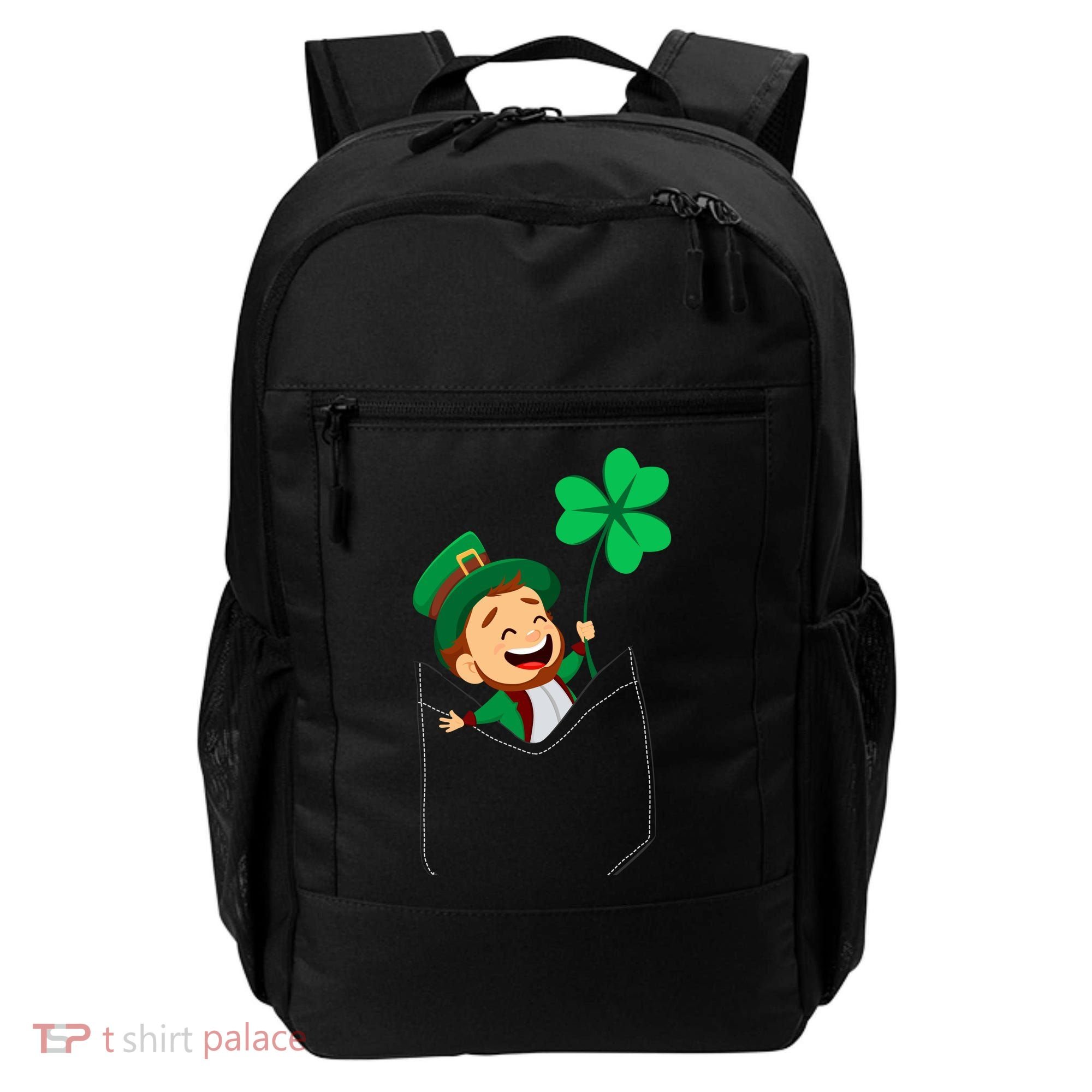 St. Patrick's Day Pocket Leprechaun Clover Backpack