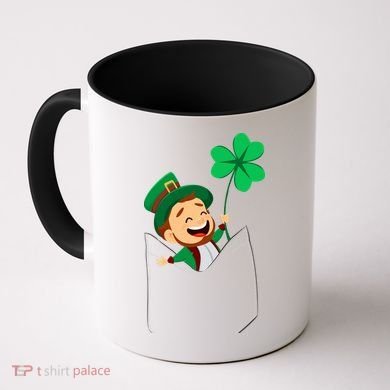 St. Patrick's Day Pocket Leprechaun Clover Coffee Mug