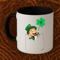 St. Patrick's Day Pocket Leprechaun Clover Coffee Mug thumb 2
