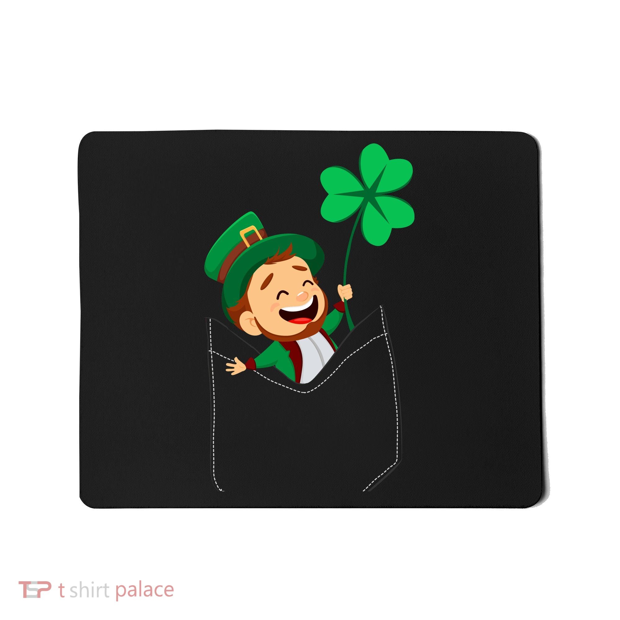 St. Patrick's Day Pocket Leprechaun Clover Mousepad