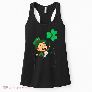 St. Patrick's Day Pocket Leprechaun Clover Women's Tank Top