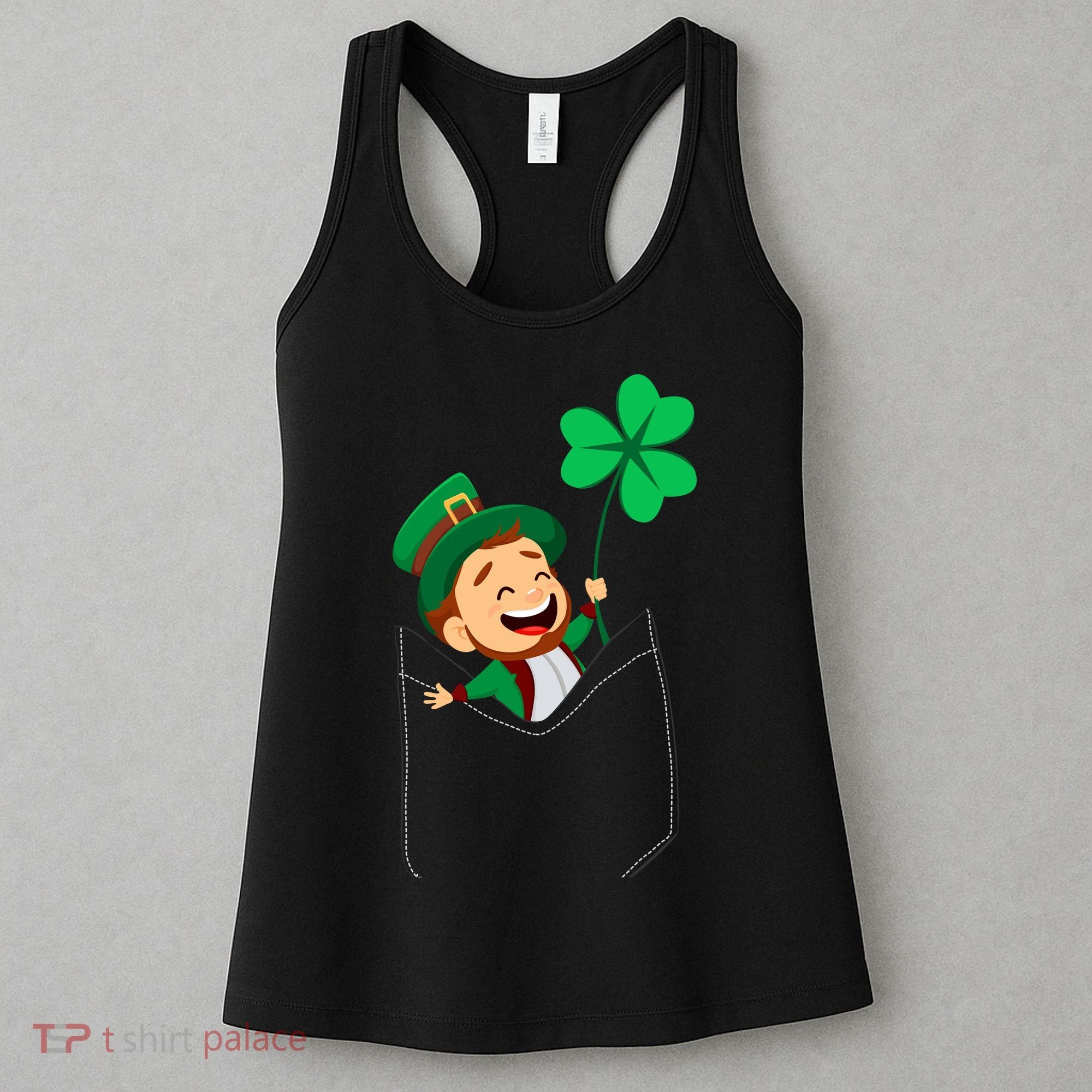St. Patrick's Day Pocket Leprechaun Clover Women's Tank Top