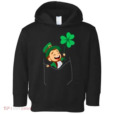 St. Patrick's Day Pocket Leprechaun Clover Toddler Hoodie