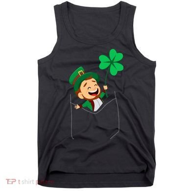 St. Patrick's Day Pocket Leprechaun Clover Tank Top